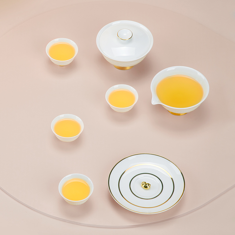 阿满系列·金猪对白盖碗茶具套装